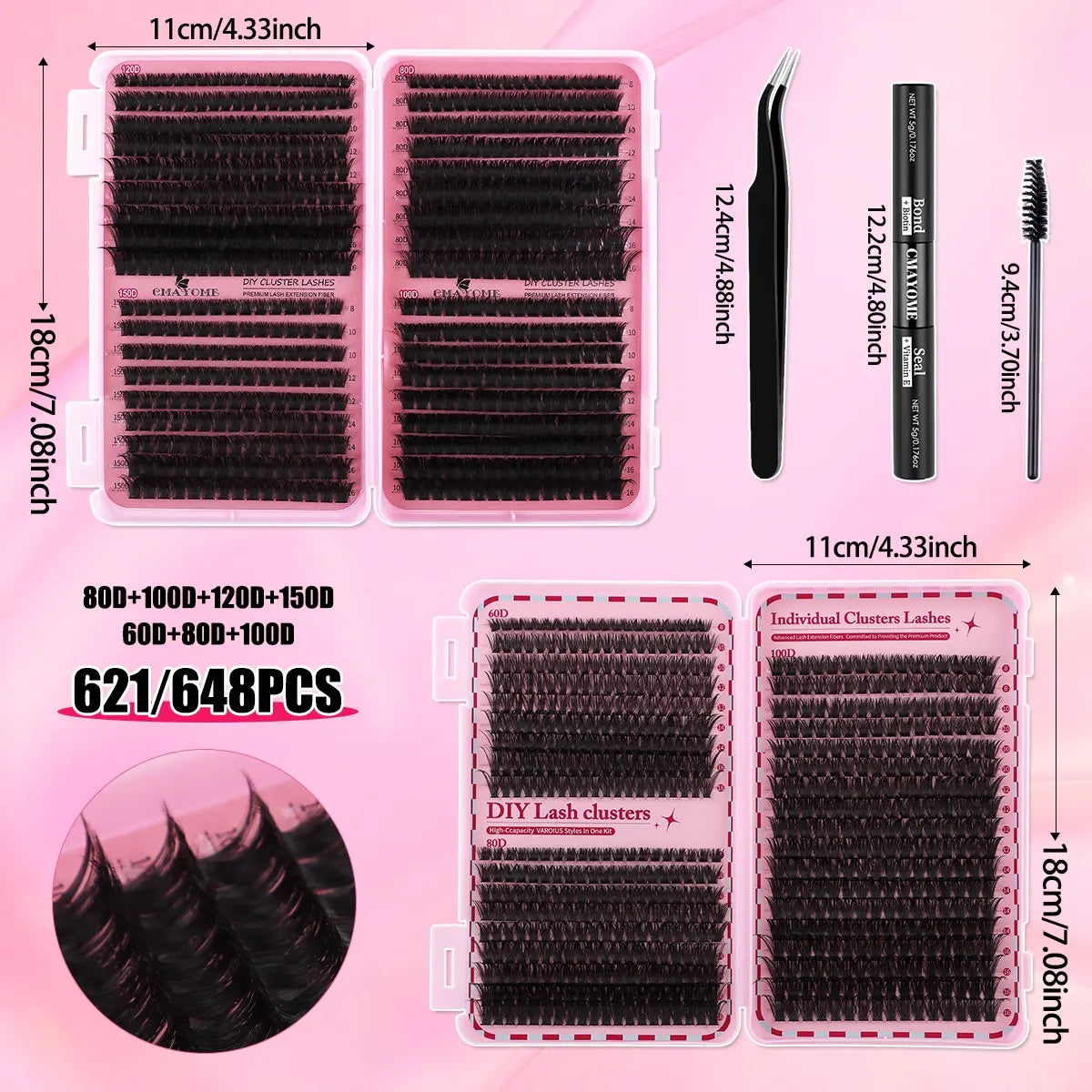 Slender and Soft False Eyelashes, DIY Volume Eyelashes, Multi-Functional Eyelash Book 60D–150D with Mixed Natural Thick Eyelash Clusters Extensions (8Mm–16Mm), DD Curl Lashes for Daily Makeup, Charming Eyes, Beginner-Friendly Reusable