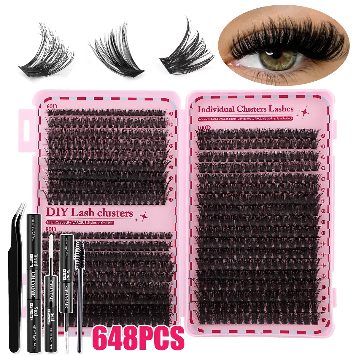 Slender and Soft False Eyelashes, DIY Volume Eyelashes, Multi-Functional Eyelash Book 60D–150D with Mixed Natural Thick Eyelash Clusters Extensions (8Mm–16Mm), DD Curl Lashes for Daily Makeup, Charming Eyes, Beginner-Friendly Reusable