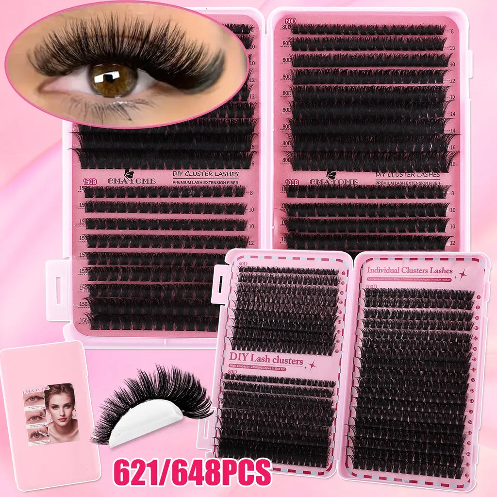 Slender and Soft False Eyelashes, DIY Volume Eyelashes, Multi-Functional Eyelash Book 60D–150D with Mixed Natural Thick Eyelash Clusters Extensions (8Mm–16Mm), DD Curl Lashes for Daily Makeup, Charming Eyes, Beginner-Friendly Reusable