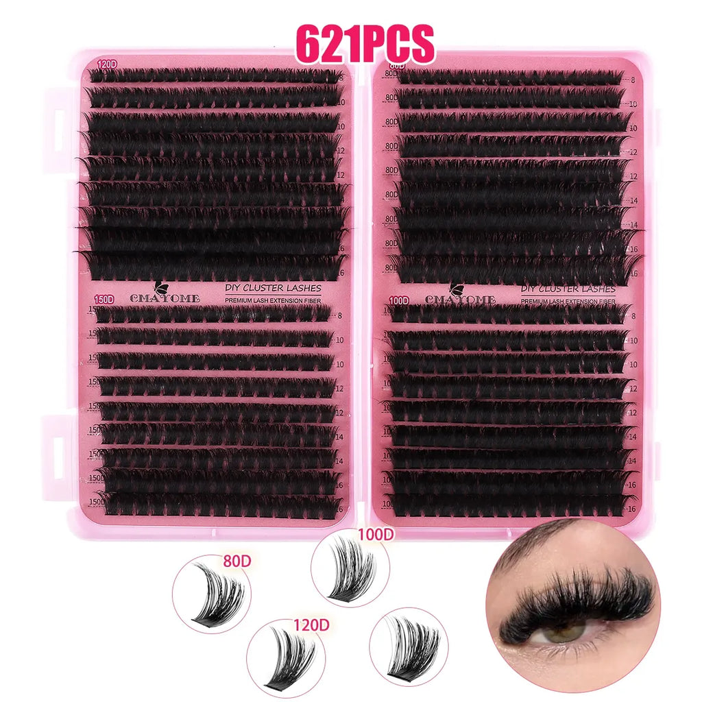 Slender and Soft False Eyelashes, DIY Volume Eyelashes, Multi-Functional Eyelash Book 60D–150D with Mixed Natural Thick Eyelash Clusters Extensions (8Mm–16Mm), DD Curl Lashes for Daily Makeup, Charming Eyes, Beginner-Friendly Reusable