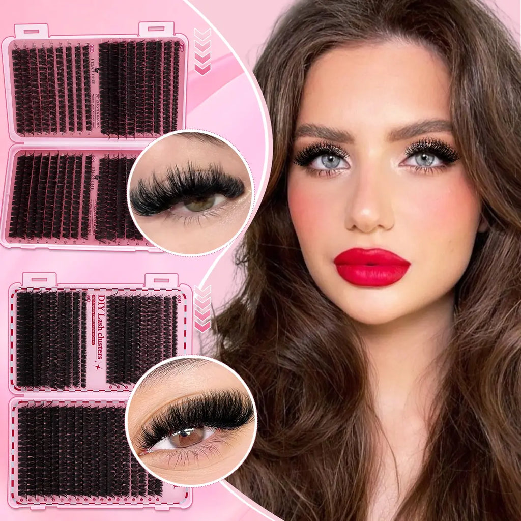 Slender and Soft False Eyelashes, DIY Volume Eyelashes, Multi-Functional Eyelash Book 60D–150D with Mixed Natural Thick Eyelash Clusters Extensions (8Mm–16Mm), DD Curl Lashes for Daily Makeup, Charming Eyes, Beginner-Friendly Reusable