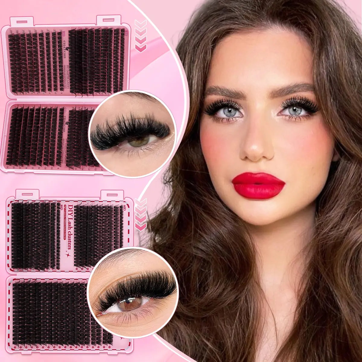 Slender and Soft False Eyelashes, DIY Volume Eyelashes, Multi-Functional Eyelash Book 60D–150D with Mixed Natural Thick Eyelash Clusters Extensions (8Mm–16Mm), DD Curl Lashes for Daily Makeup, Charming Eyes, Beginner-Friendly Reusable