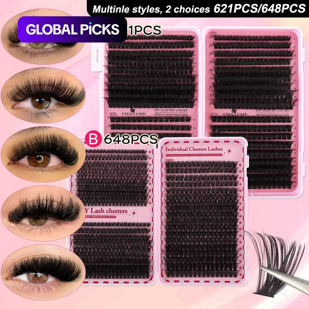 Slender and Soft False Eyelashes, DIY Volume Eyelashes, Multi-Functional Eyelash Book 60D–150D with Mixed Natural Thick Eyelash Clusters Extensions (8Mm–16Mm), DD Curl Lashes for Daily Makeup, Charming Eyes, Beginner-Friendly Reusable