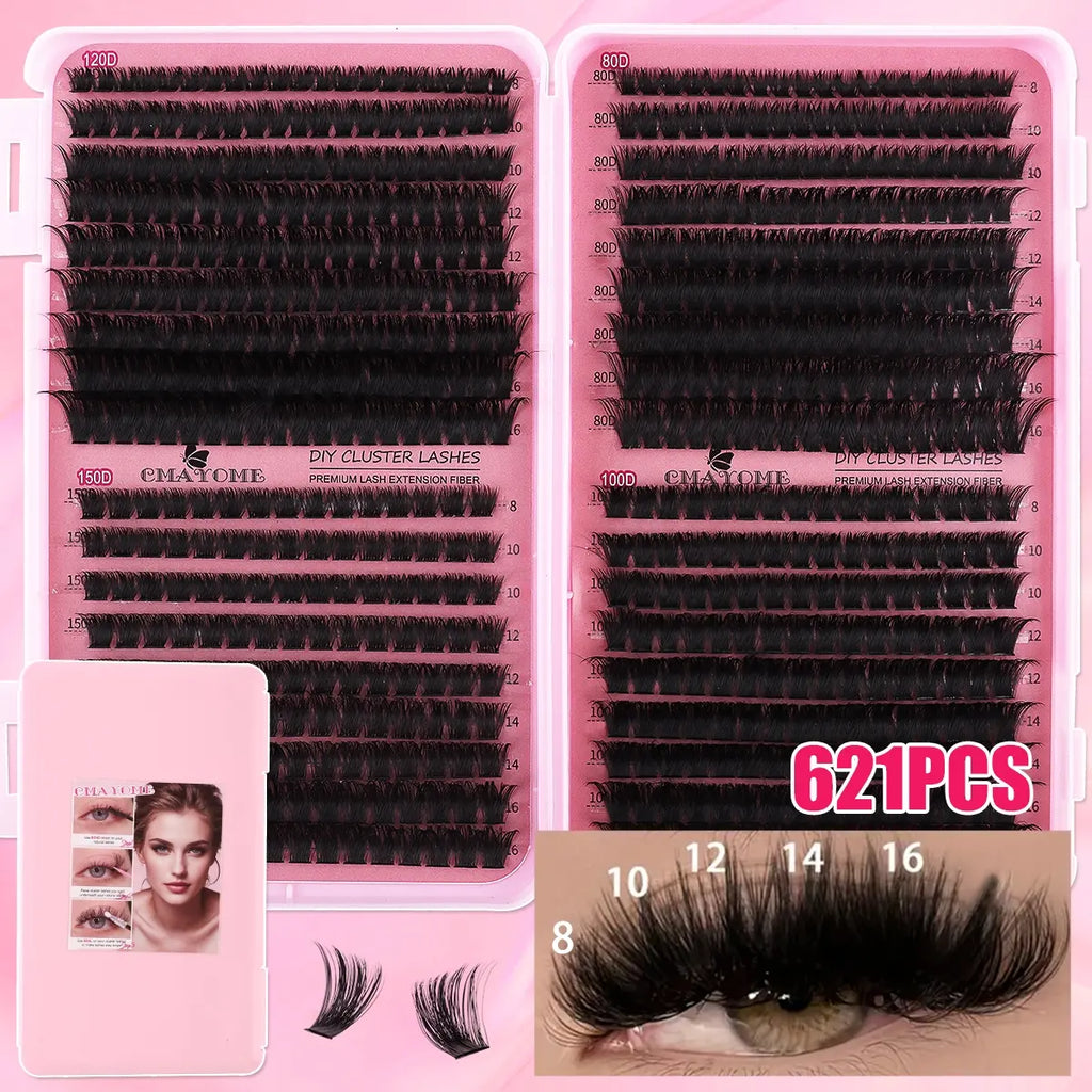 Slender and Soft False Eyelashes, DIY Volume Eyelashes, Multi-Functional Eyelash Book 60D–150D with Mixed Natural Thick Eyelash Clusters Extensions (8Mm–16Mm), DD Curl Lashes for Daily Makeup, Charming Eyes, Beginner-Friendly Reusable